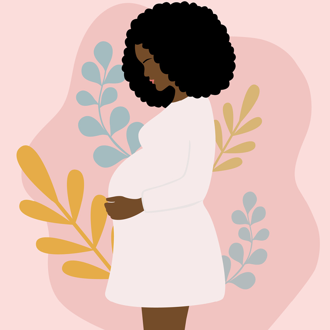 Illustrated Pregnant Black Women