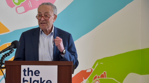 Senator Schumer at The Blake Annex podium